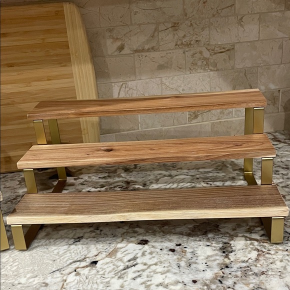 Wooden Display Stands with Gold Accents - Picture 3 of 4